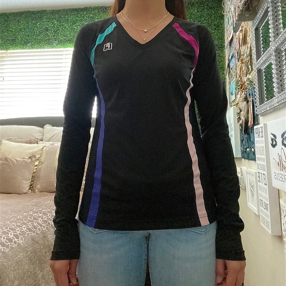 Fila Black Long Sleeve Workout Top
